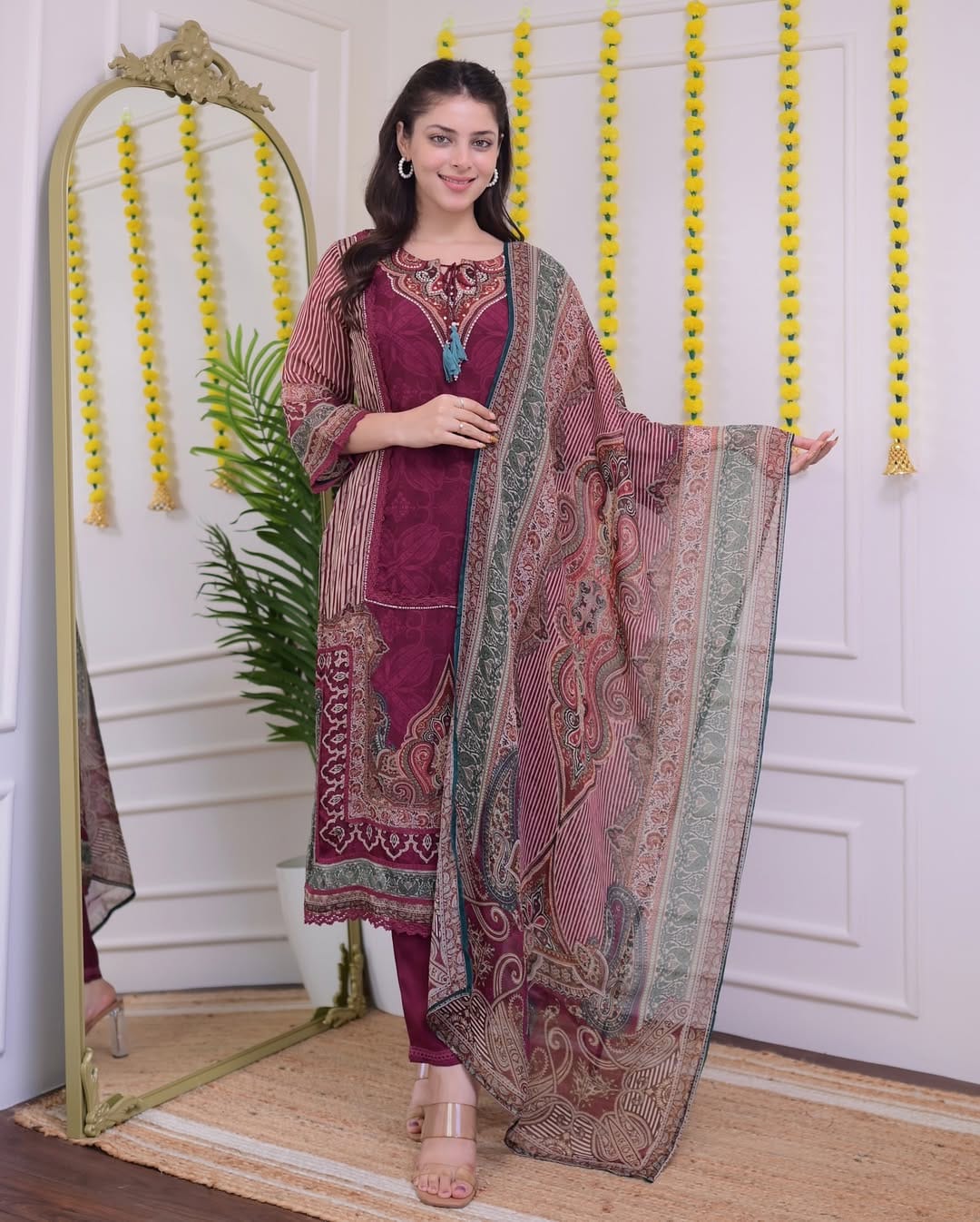 Rajhans Soft Muslin Readymade Suit Set with Dupatta