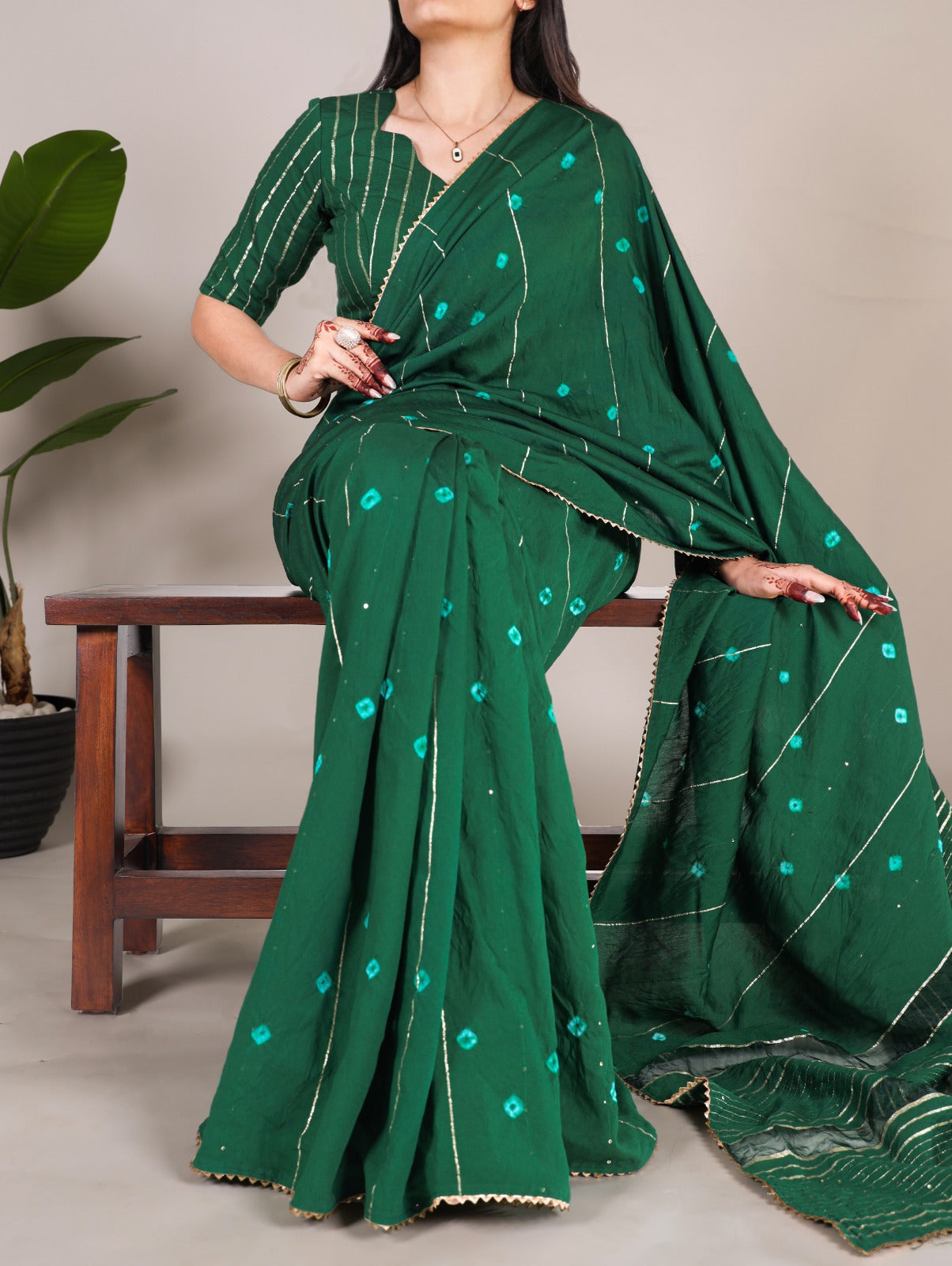 Elegant Viscose Chanderi Saree with Sequins & Zari Line Work