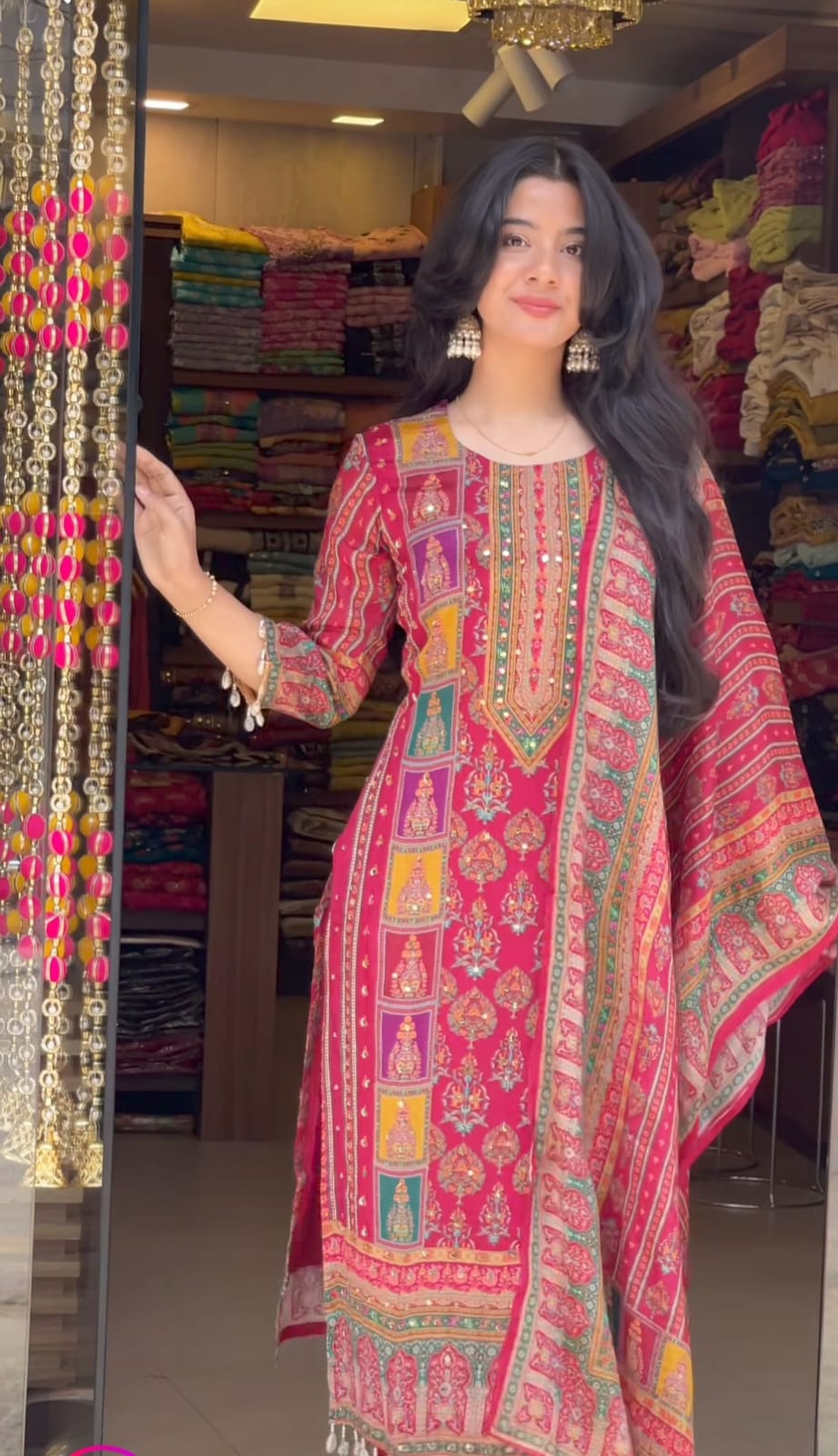 Diya Pink Readymade Suit with Mirror and Hand Work