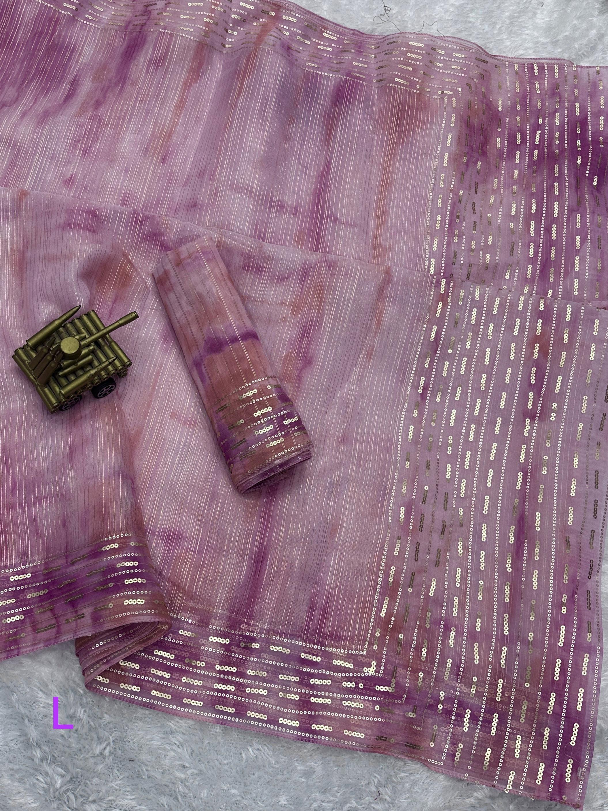 Pastel Shaded Soft Organza Saree with Sequin & Zari Work