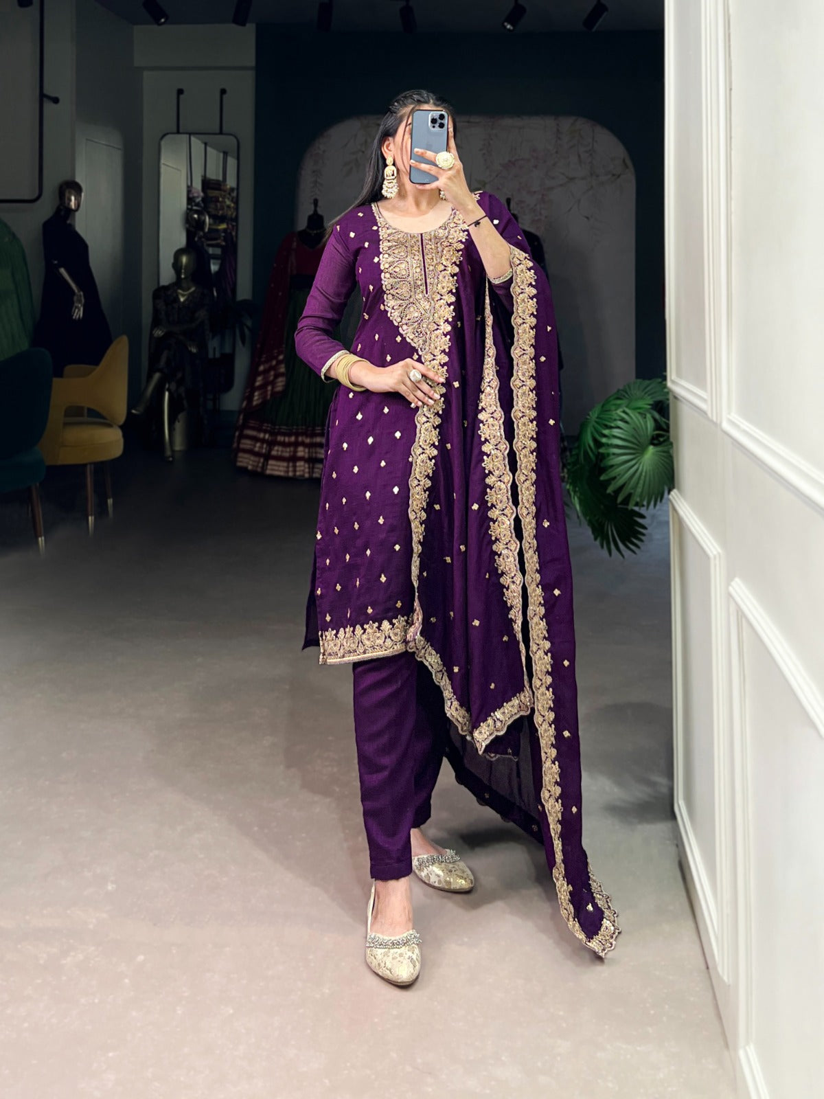 Grace your look with this elegant Vichitra Silk Suit Set