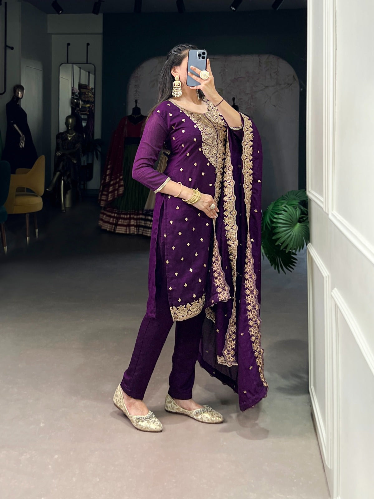 Grace your look with this elegant Vichitra Silk Suit Set