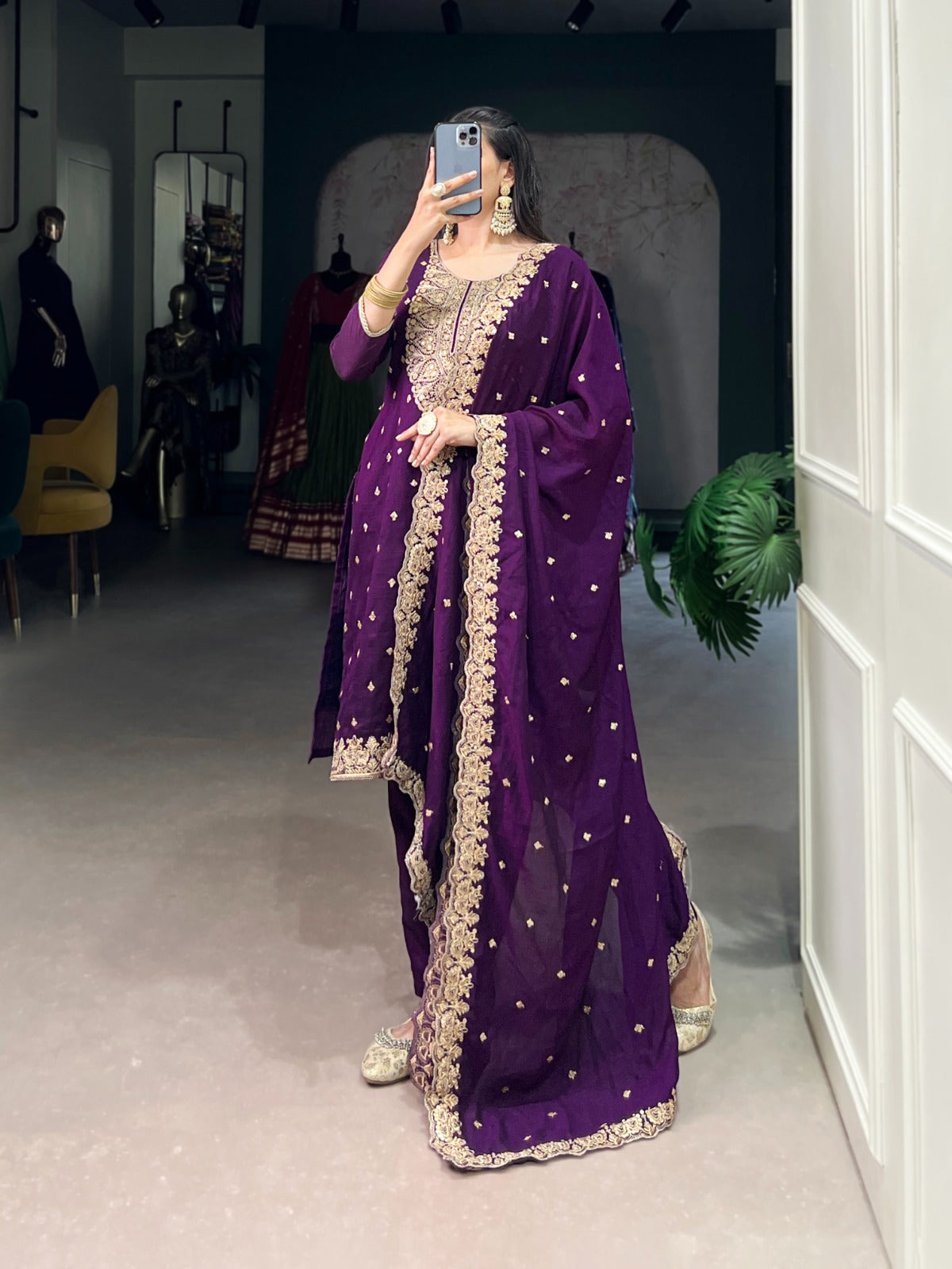 Grace your look with this elegant Vichitra Silk Suit Set