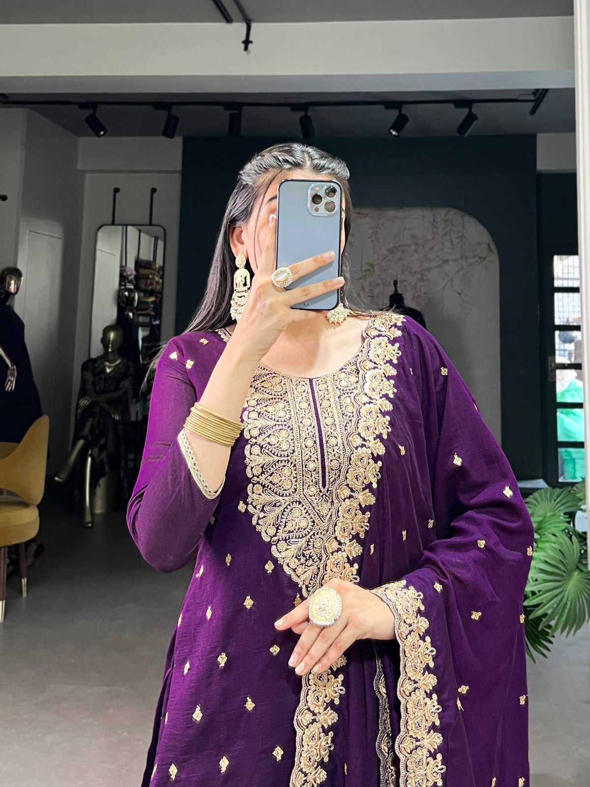 Grace your look with this elegant Vichitra Silk Suit Set
