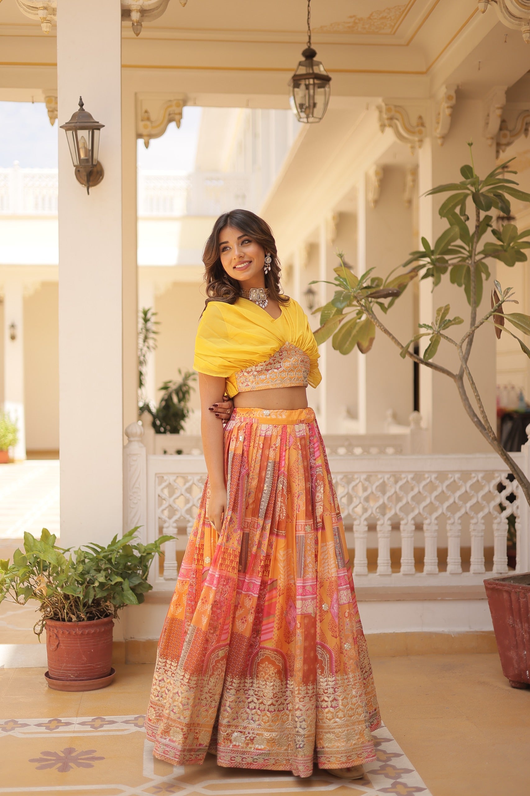Premium Festive Lehenga Set with Pleated Sleeve Blouse