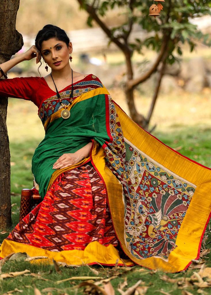 Pure Linen Malti Color Saree with Digital Print in  Trendy Design