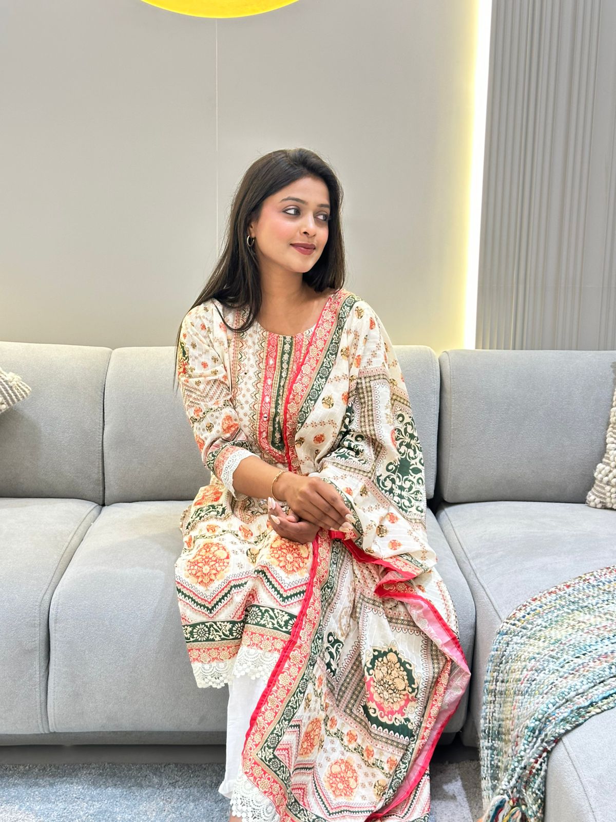 ✨ Muslin Banana Silk Suit Set with Handcrafted Embroidery & Digital Prints ✨