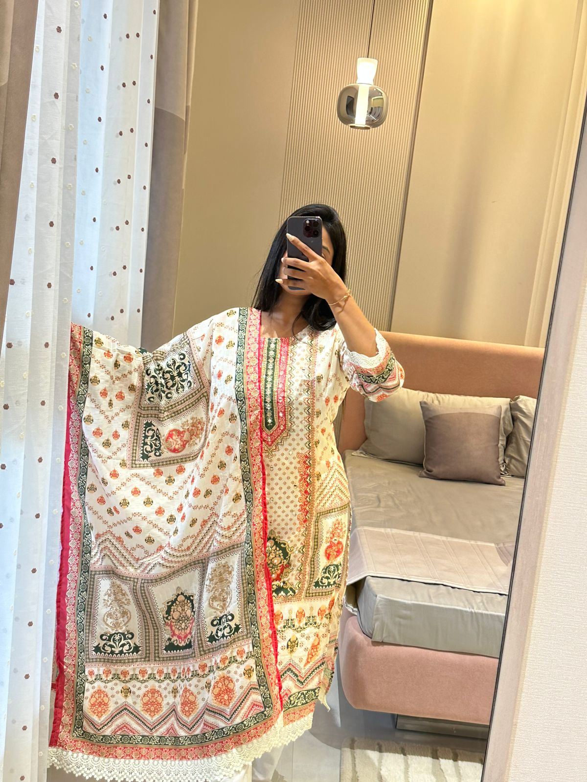 ✨ Muslin Banana Silk Suit Set with Handcrafted Embroidery & Digital Prints ✨
