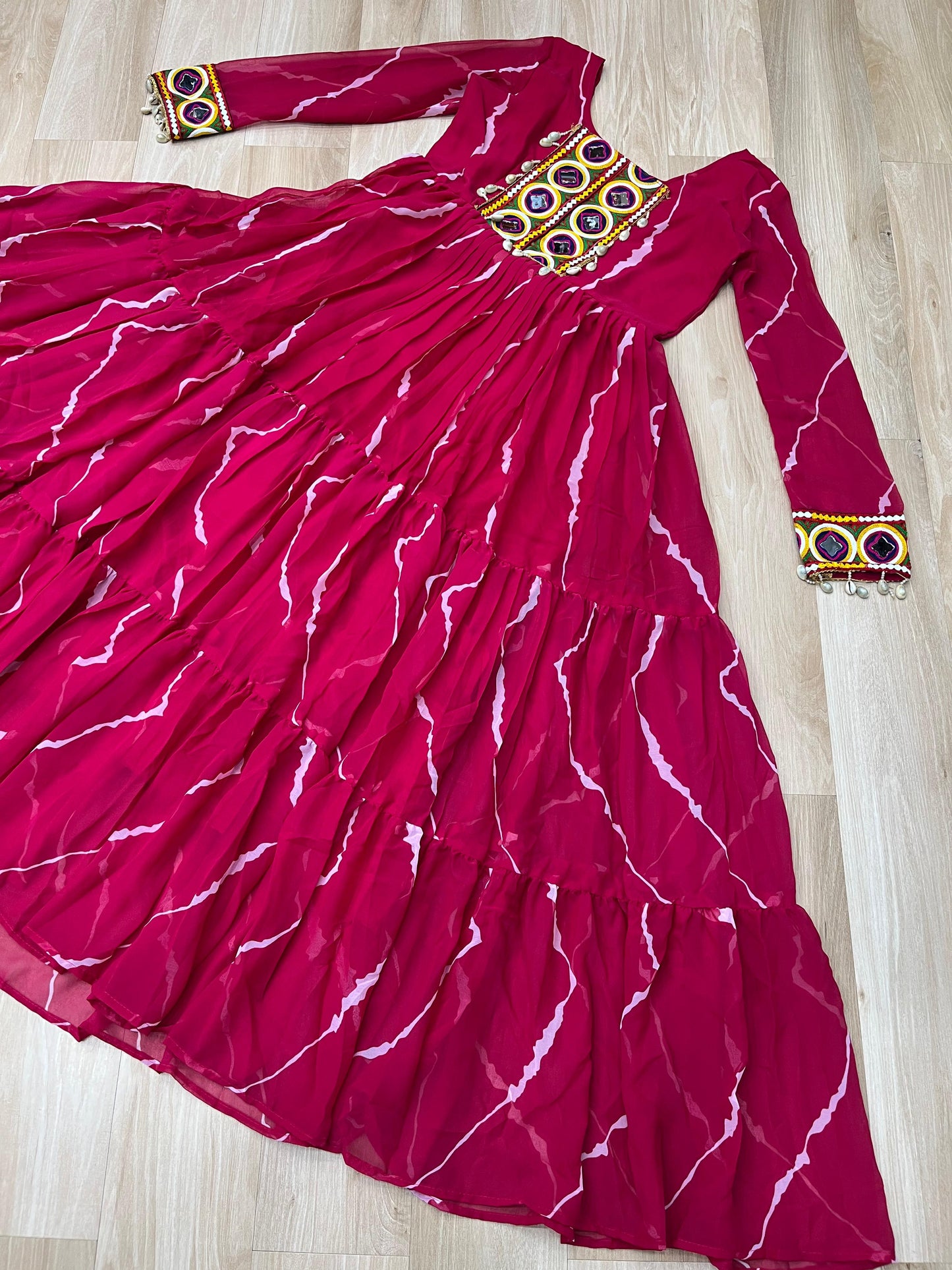 ✨ New Arrival – Laheriya Print Kutchi Patchwork Gown ✨