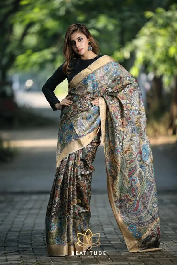 Pure Linen  Malti   Color Saree with Digital Print in  Trendy Design