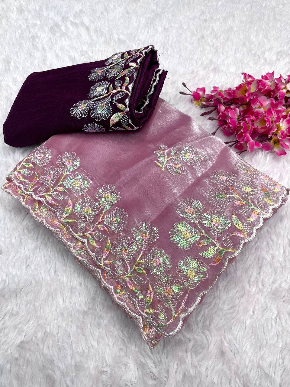 Lotus Sarees: Jimmy Choo Fabric with Dual Color Sequence