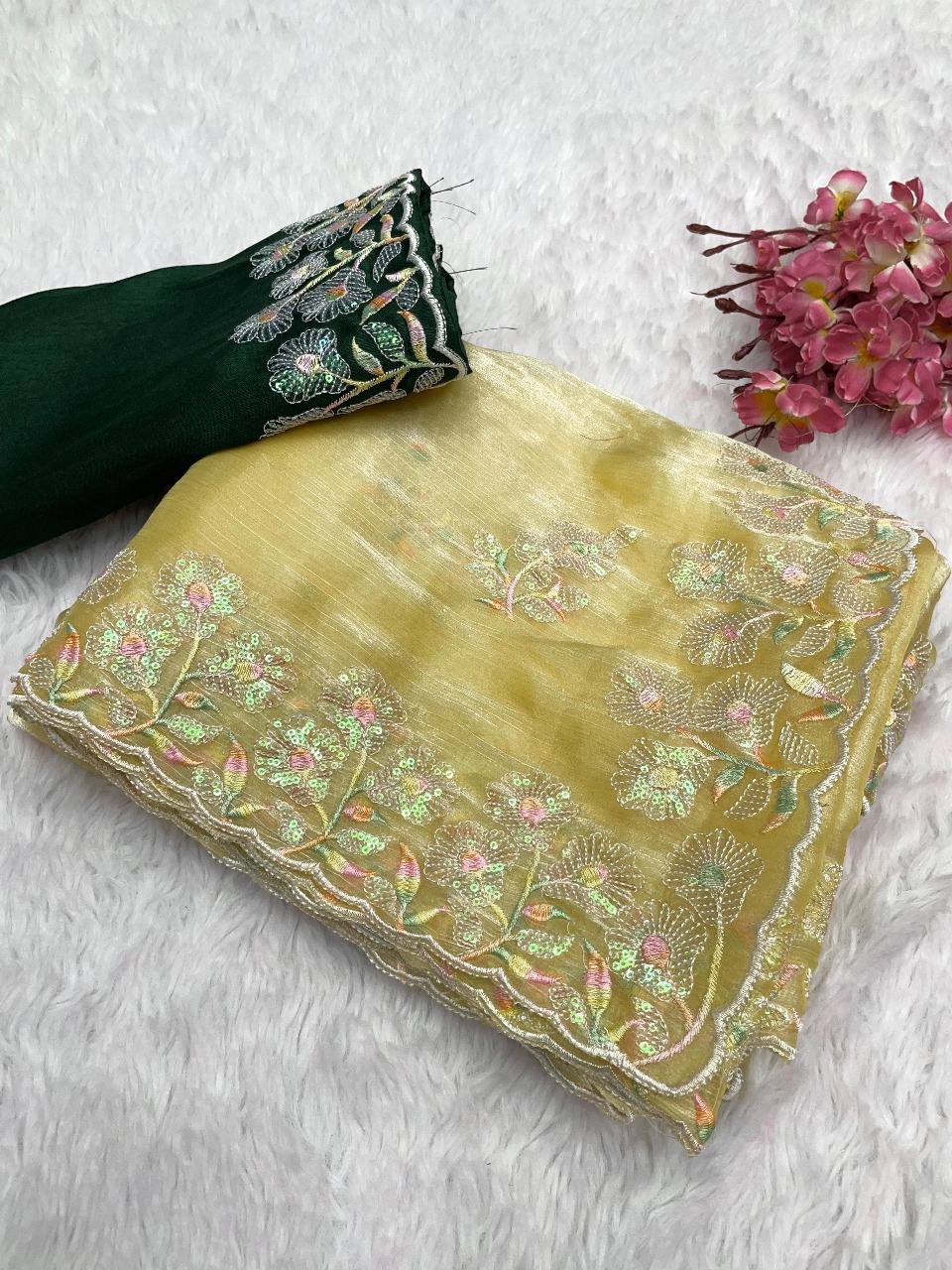 Lotus Sarees: Jimmy Choo Fabric with Dual Color Sequence