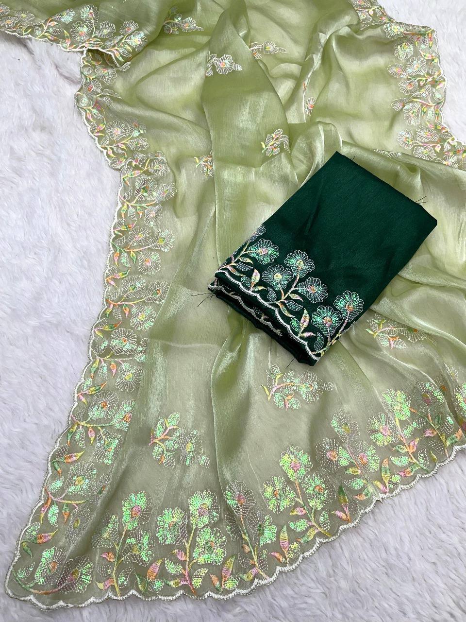 Lotus Sarees: Jimmy Choo Fabric with Dual Color Sequence