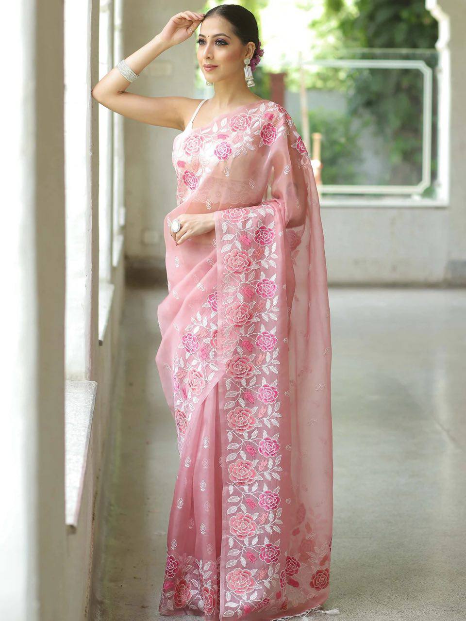 Soft Organza Silk Saree with Multi-Thread Designer Work