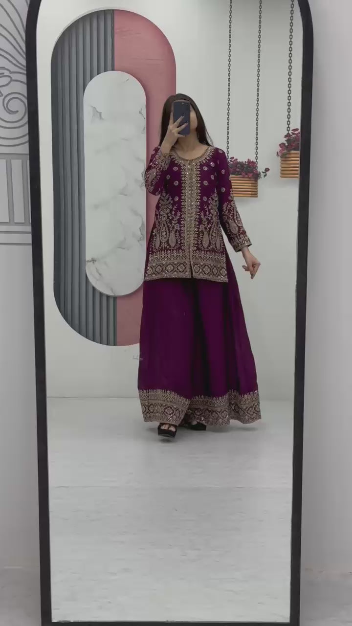 Elegant Thread Work Palazzo Set for Festive Wear