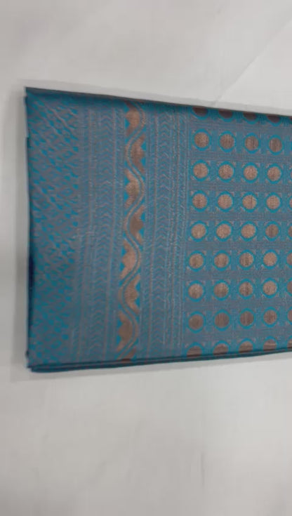 Teal  Color Soft Lichi Silk Saree