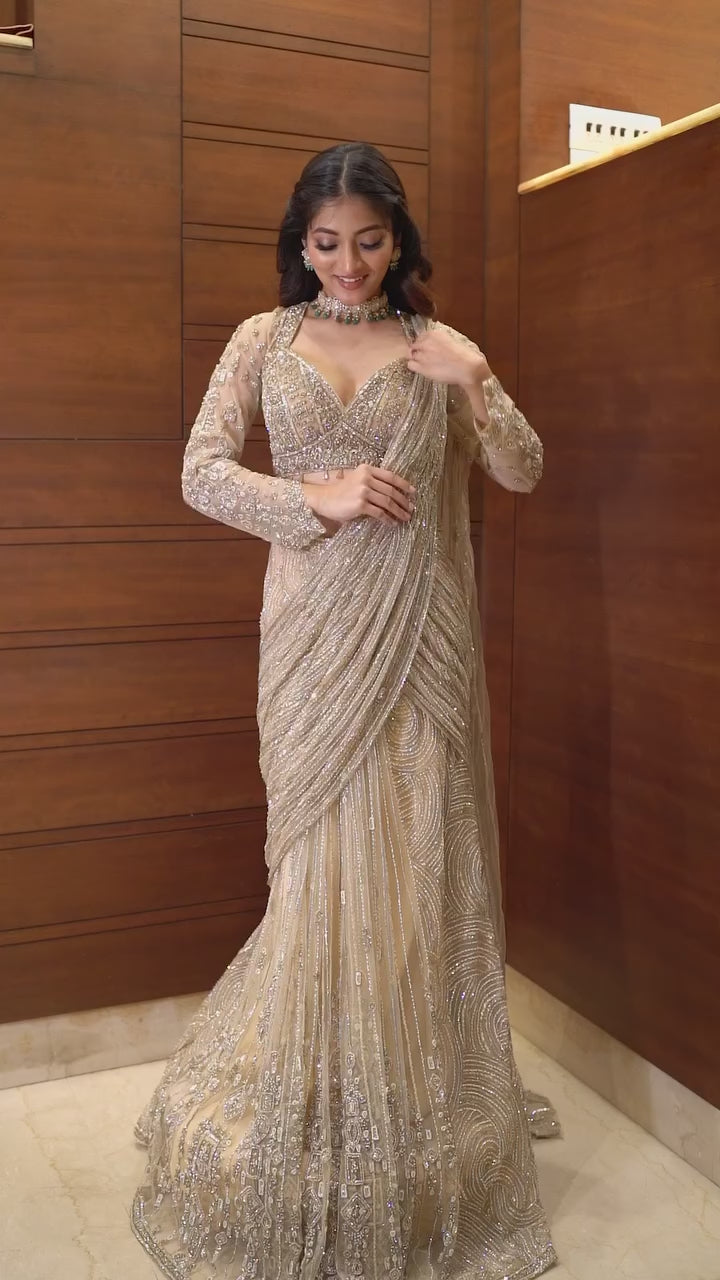 Ready-to-Wear Saree Drape – Model Wearing