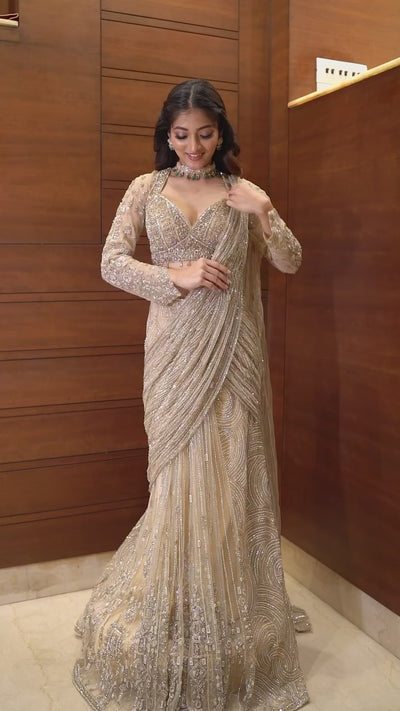Ready-to-Wear Saree Drape – Model Wearing